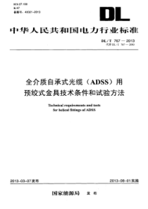 DLT7672013全介质自承式光缆ADSS用预绞式金具技术条件和试验方法