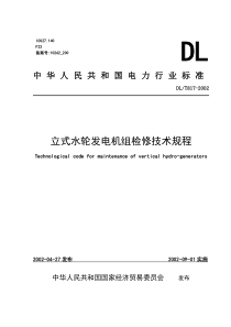 DLT8172002立式水轮发电机检修技术规程