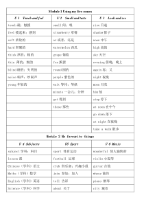 沪教版英语四年级下册单词表