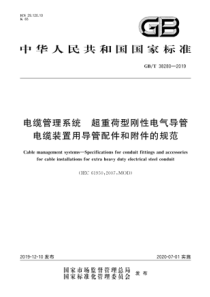 GBT382802019电缆管理系统超重荷型刚性电气导管电缆装置用导管配件和附件的规范