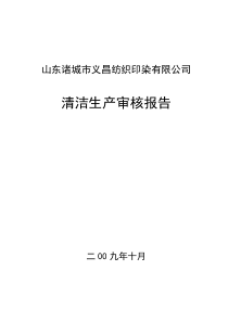 义昌纺织印染有限公司清洁生产审核报告定稿