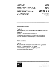 IEC60839551991警报系统第5部分警报传输系统要求第5节利用公用电话交换网络的数字报知器系