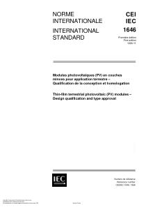 IEC616461996薄膜地面光电PV模数设计质量和型号核准Thinfilmterrestrial