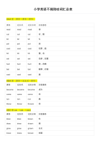 小学英语不规则动词汇总表