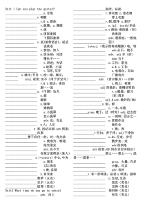 人教版七年级下单词填空表