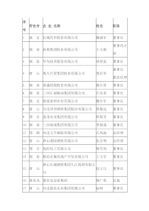 XXXX年度河北省优秀民营企业家名单