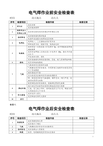 电焊机安全检查表