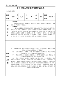 中学学生心理健康教育个案辅导记录表