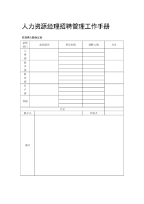 人力资源经理招聘管理标准工作手册