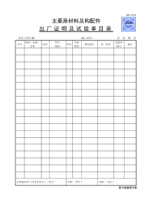 四川SG-010主要原材料及构配件出厂证明及试验单目录