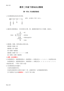 最新苏教版数学二年级下册知识点整理