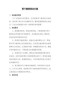 骨干教师培训方案