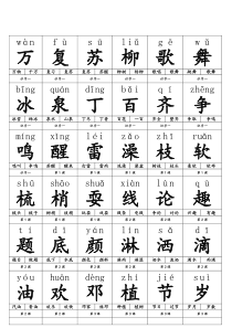 打印整理版人教版2016一年级下册语文生字卡片(带拼音、组词)