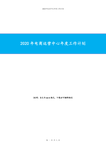 2020年电商运营中心年度工作计划