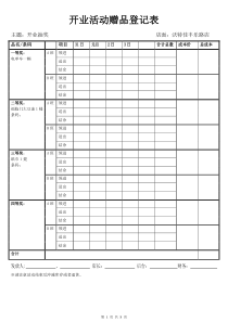 奖品发放登记表