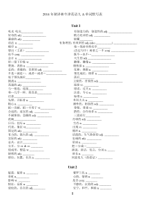 新版译林牛津英语九A单词默写表