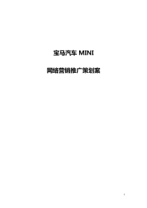 宝马mini互联网营销推广策划方案