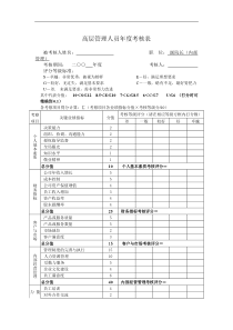 副院长（内部管理）绩效考核表