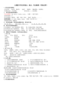 人教版中考化学重点、难点、考点集锦(考前必备)