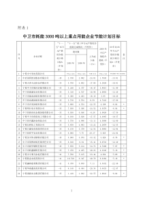 中卫市耗能3000吨以上重点用能企业节能计划目标