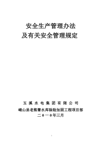 云南玉溪水电集团公司安全生产管理办法及有关安全生产管理规定(老熊箐)