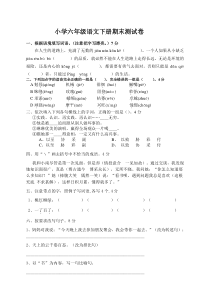 部编新版小学语文六年级下册期末考试试卷