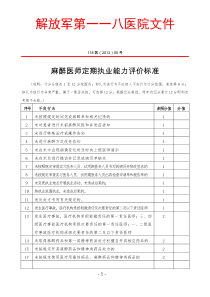 麻醉医师定期执业能力评价标准