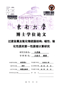 过渡金属及氧化物团簇结构、磁性、催化性质的第一性原理计算研究