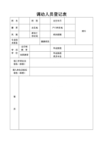 人事调动人员登记表