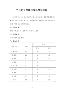 三八妇女节趣味活动策划方案(终稿)