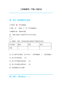 二年级数学(下册)知识点