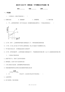 武汉市2020年(春秋版)中考模拟化学试题C卷(模拟)