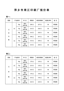 萍乡市周江印刷厂报价表