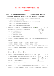 江苏省常州市2016-2017学年高一物理下学期期中试题