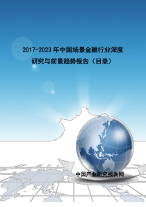 2017-2023年中国场景金融行业深度研究与前景趋势报告(目录)