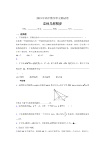 最新2020高考数学《立体几何初步》专题完整考题(含标准答案)