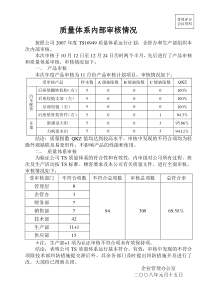 管理评审资料：内部审核情况总结分析