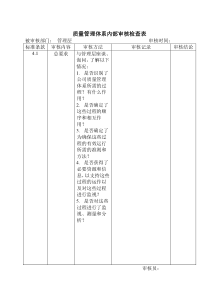 质量管理体系内部审核检查表-管理层