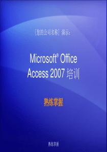 培训演示文稿：Access_2007_-_熟练掌握