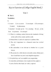 全新版大学英语(第二版)综合教程2课后练习答案