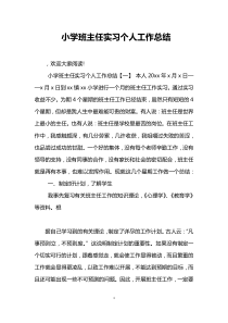 小学班主任实习个人工作总结