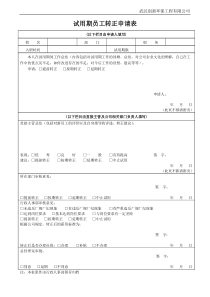 试用期员工转正申请表