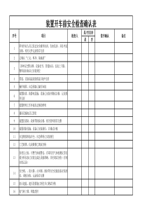 化工装置开车前安全检查确认表