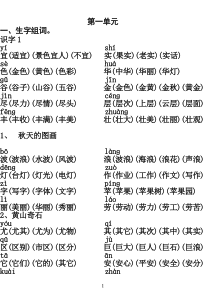 二年级上语文词语表(组词、多音字、形近字等)(装订版)