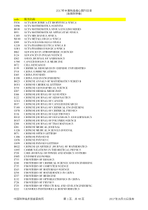 2017年中国科技核心期刊目录(自然科学卷)
