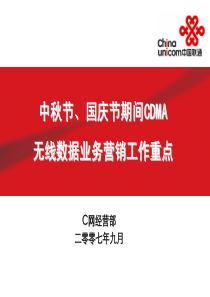 2007年中国联通中秋节、国庆节期间CDMA无线数据业务营销方案-13P