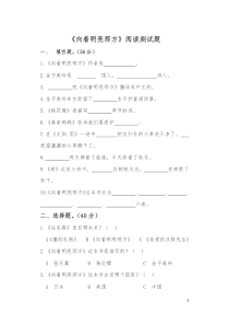 《向着明亮那方》阅读测试题和答案