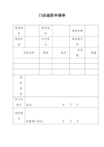 门诊退药申请表