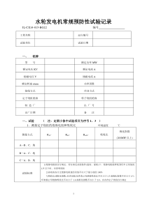 水轮发电机常规预防性试验报告通用表格