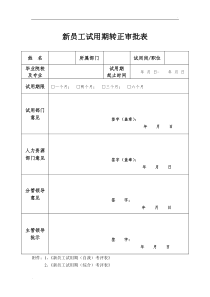 新员工试用期转正审批表(通用)